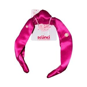 Scunci Fuchsia Satin Headband with Pearls